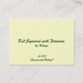 Rode eekhoorn en Petunias ATC Visitekaartje (Achterkant)