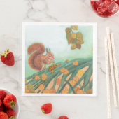 Rode eekhoorn eten hazelnoot illustratie servet (Insitu)