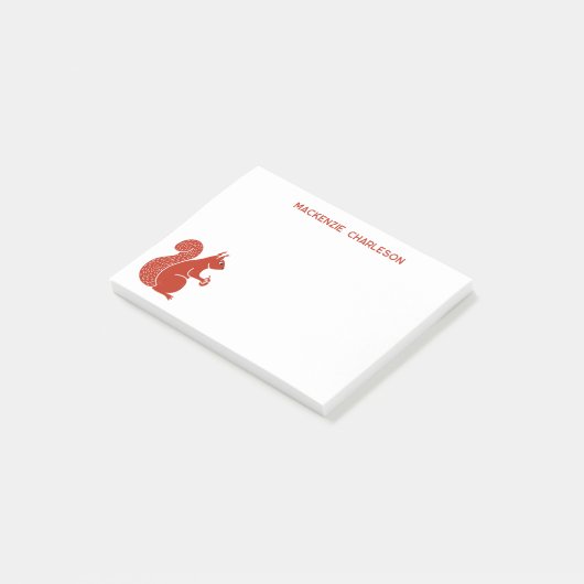 Rode eekhoorn gepersonaliseerde naam post-it® notes (Schuin)