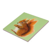 Rode eekhoorn geplakt in Waterverf Wildlife Art Tegeltje (Zijkant)