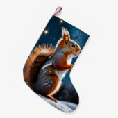 Rode eekhoorn in de sneeuw kleine kerstsok (Voorkant (Hangend))