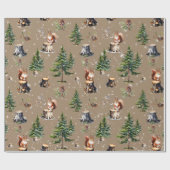 Rode eekhoorn in een besneeuwde bos vakantie cadeaupapier (Vlak)