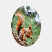 Rode eekhoorn in een boom metalen ornament (Voorkant links)