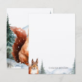 Rode eekhoorn in een bos Waterverf Notitiekaartje (Voorkant / Achterkant)