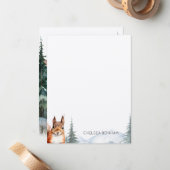 Rode eekhoorn in een bos Waterverf Notitiekaartje (Voorkant / Achterkant in situ)