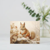 Rode eekhoorn in een sneeuwbos briefkaart (Staand voorkant)