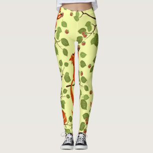 Rode eekhoorn in hazelaartakken. leggings