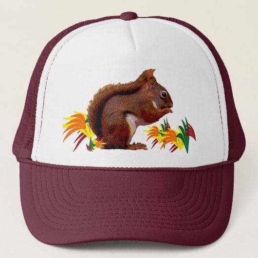 Rode eekhoorn in het najaar trucker pet (Voorkant)