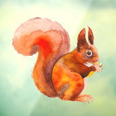 Rode eekhoorn met een gekleurd decor raamsticker (Vel 3)