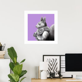 Rode eekhoorn met grijze eekhoorn bontsjaal (Sumir Poster