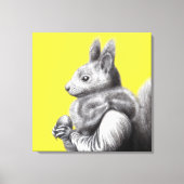 Rode eekhoorn met grijze eekhoornbontsjaal (geel) canvas afdruk (Voorkant)