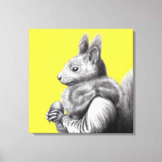 Rode eekhoorn met grijze eekhoornbontsjaal (geel) canvas afdruk (Voorkant)