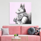 Rode eekhoorn met grijze eekhoornbontsjaal (Ume) Canvas Afdruk (Insitu (Woonkamer))