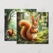 Rode eekhoorn met konijnenoren feestdagenkaart (Voorkant / Achterkant)