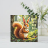 Rode eekhoorn met konijnenoren feestdagenkaart (Staand voorkant)