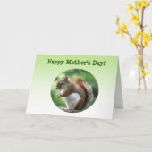 Rode eekhoorn Moederdag Kaart (Gele Bloem)