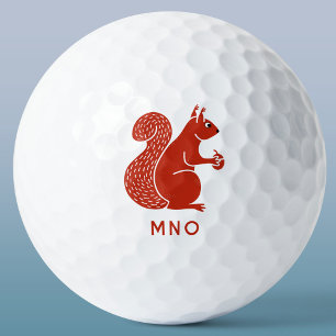 Rode eekhoorn monogram gepersonaliseerd golfballen
