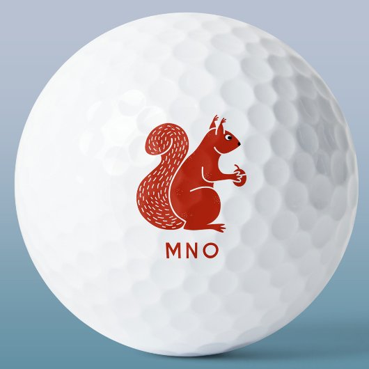 Rode eekhoorn monogram gepersonaliseerd golfballen