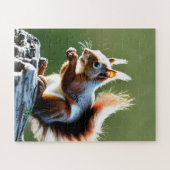 Rode eekhoorn op groene achtergrond legpuzzel (Horizontaal)