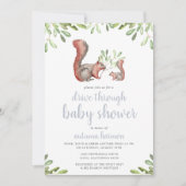 Rode eekhoorn rijdt door Baby shower Kaart (Voorkant)