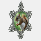 Rode eekhoornkerst tin sneeuwvlok ornament (Links)