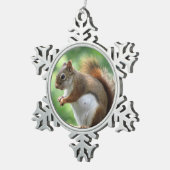 Rode eekhoornkerst tin sneeuwvlok ornament (Rechts)