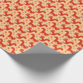 Rode eekhoorns en oranjekleuren cadeaupapier (Hoek)