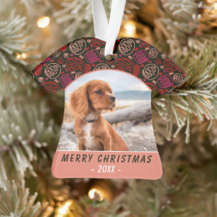 Rode Eén Lijn Kunst Hond Huisdier Foto Kerst Gesch Ornament