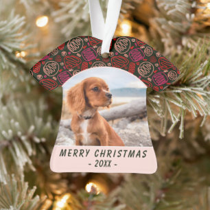 Rode Eén Lijn Kunst Hond Huisdier Foto Kerst Gesch Ornament