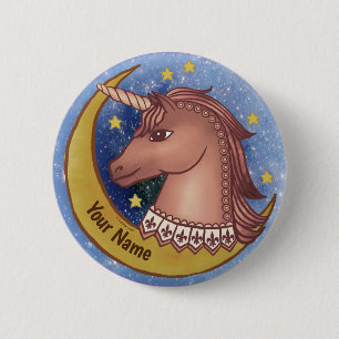 Rode Eenhoorn speld Ronde Button 5,7 Cm
