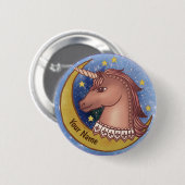 Rode Eenhoorn speld Ronde Button 5,7 Cm (Voorkant /achterkant)
