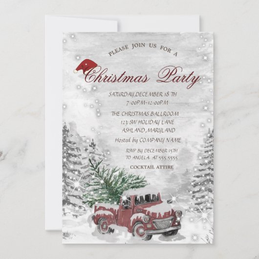 Rode eenpine-boom met sneeuwbos met kerstmis kaart (Voorkant)