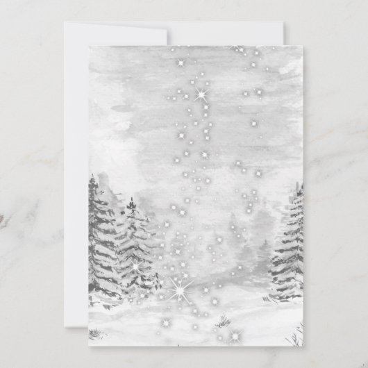 Rode eenpine-boom met sneeuwbos met kerstmis kaart (Achterkant)