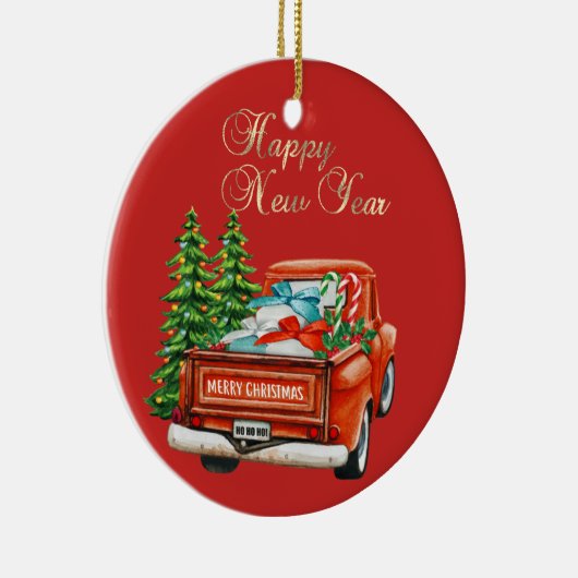 Rode eenpine kerst keramisch ornament (Rechts)