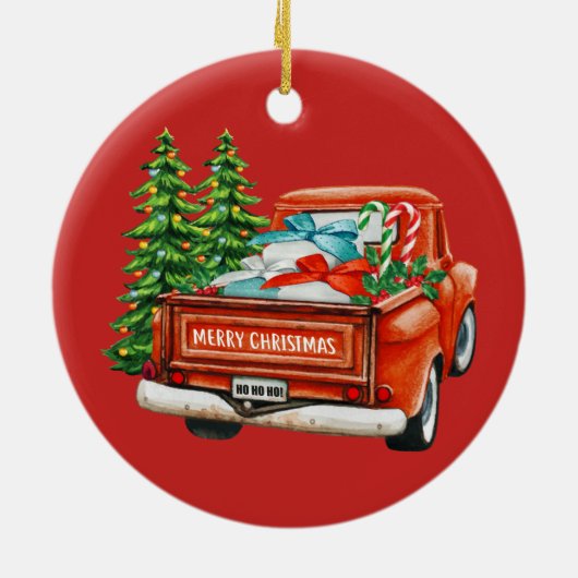 Rode eenpine kerst keramisch ornament (Achterkant)