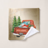 Rode eenpine kerstmis, sneeuwvlokken bad handdoek (Wasdoekje)