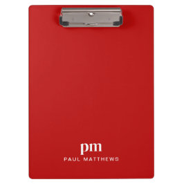 Rode Eenvoudige Bedrijfs Monogram Initialen en Naa Klembord