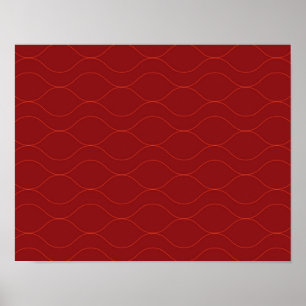 Rode, eenvoudige, elegante, coole golf abstractie poster