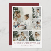 Rode Eenvoudige Foto Collage Kerstvakantie Kaart (Voorkant / Achterkant)