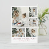 Rode Eenvoudige Foto Collage Kerstvakantie Kaart (Staand voorkant)
