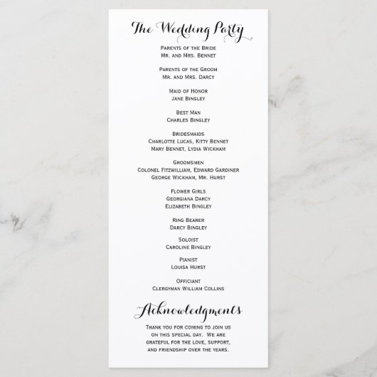 Rode Eenvoudige Liefde Trouwprogramma's Programmakaart (Achterkant)