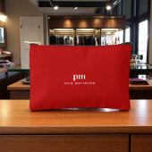 Rode Eenvoudige Minimalistische Monogram en Naam Etui