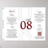 Rode Eenvoudige Moderne Drie-Voudige Trouwmenu Poster (Voorkant)