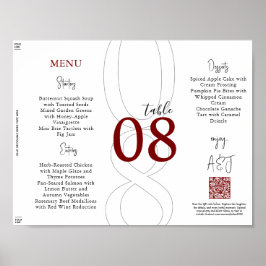 Rode Eenvoudige Moderne Drie-Voudige Trouwmenu Poster