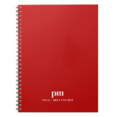 Rode Eenvoudige Professionele Monogram Beginletter Notitieboek (Voorkant)
