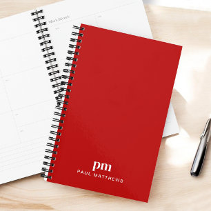 Rode Eenvoudige Professionele Monogram Initialen e Planner