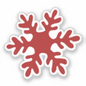 Rode Eenvoudige Sneeuwvlok Kerstmis Sticker (Voorkant)