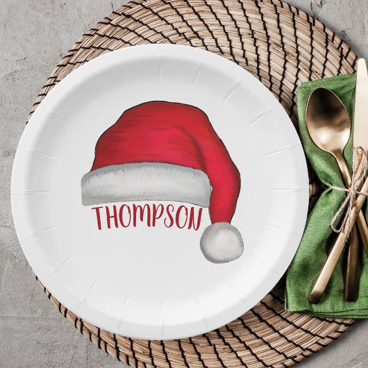 Rode Eenvoudige Traditionele Kerstmis Kerstman Hoe Papieren Bordje