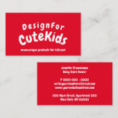 Rode Eenvoudige Typografie Kinderen Spelen Visitekaartje (Voorkant / Achterkant)