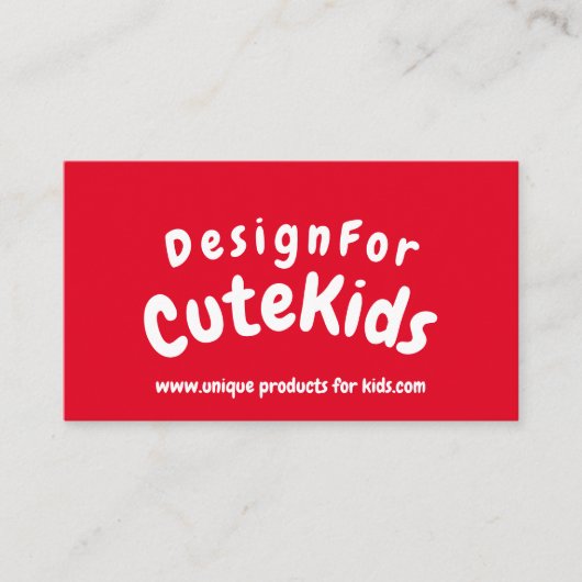 Rode Eenvoudige Typografie Kinderen Spelen Visitekaartje (Voorkant)